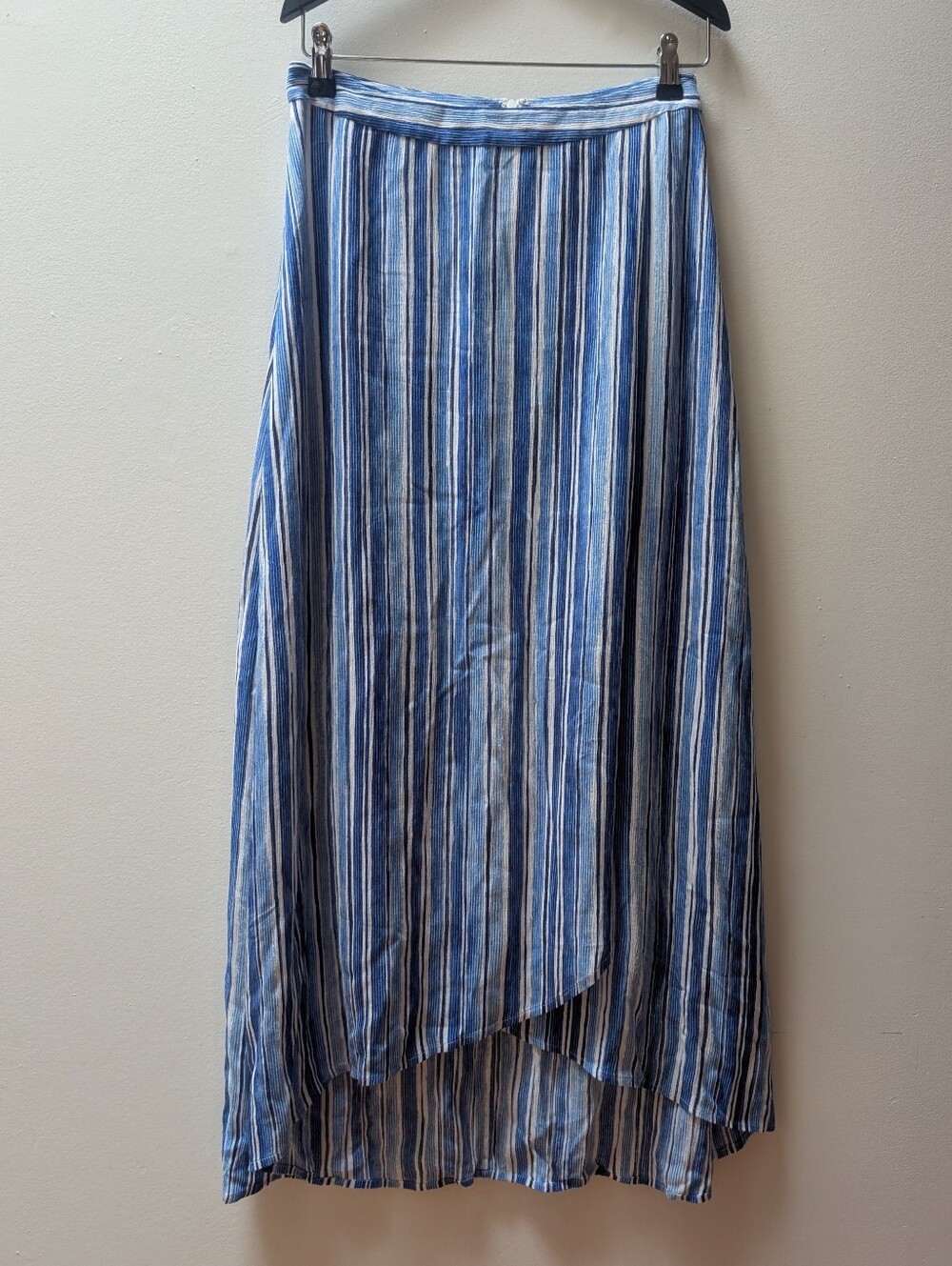 TOMMY BAHAMA Women's Divine Lines Maxi Slit Skirt White Blue Boho Stripe Sz 0